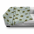 thumbnail image 2 of Queen Bee Soft Flannel Fleece Throw Blanket, Repeating Hand Drawn Flying Bees and Flowers, Cozy Plush for Indoor and Outdoor Use, 60" x 80", Pale Blue Yellow, by Ambesonne, 2 of 5