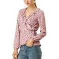 thumbnail image 6 of MODA NOVA Junior's Floral Print Ruffle V Neck Self Tie Wrap Peplum Top, 6 of 7