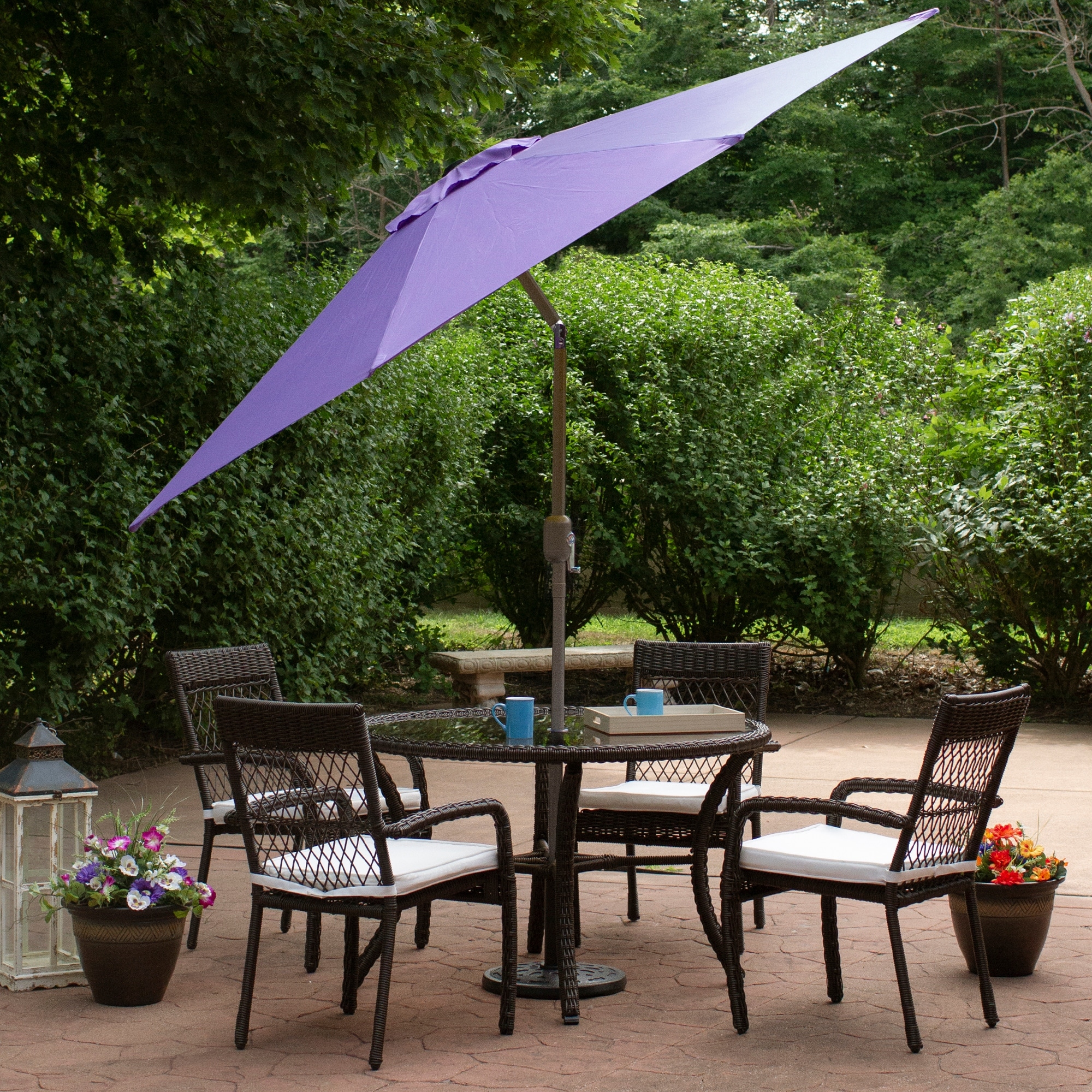 Northlight 9ft Outdoor Patio Market Umbrella with Hand Crank and Tilt Purple