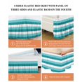 thumbnail image 5 of Turquoise Blue Bed Skirt California King Size 18" Drop and White Striped Geometric Ruffled Wrap Around Bed Skirts Adjustable Elastic Bedskirt Dust Ruffle for California King Size Bed, 5 of 7