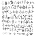 thumbnail image 2 of Colgantes, 100 piezas de abalorios de plata antigua mixta, colgantes para hacer joyas, collares, pulseras, decoración (M97), 2 of 5