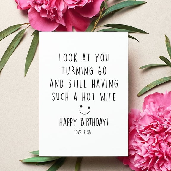 Funny 60th Birthday Greeting Card for Husband, Minimalist Design, Birthday Card from Wife, Playful Birthday Message for Turning 60