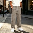 thumbnail image 2 of Jessboyy Boys Sweatpants 5-6 Years Elastic Waist Drawstring Boys Pants with Cargo Pockets Casual Straight Leg Sweatpant for Fall Winter School Khaki, 2 of 4
