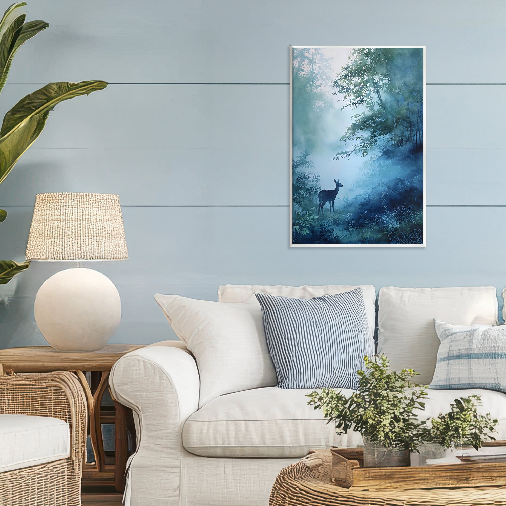 Stupell Industries Blue Dawn Deer in Mist Wall Plaque Art, design by Franklyn Gregory