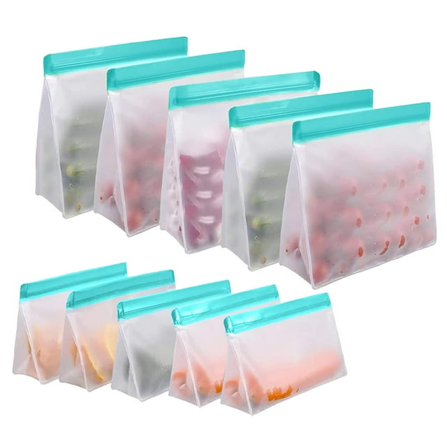CHOK Sacs de Rangement Alimentaires Réutilisables à Fermeture à Glissière Autoportante Sacs de Congélation Réutilisables Sacs Gallon de Rangement Étanches - style2;