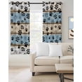 thumbnail image 2 of Blue Beige Paw Print Blackout Curtains for Bedroom Living Room Darkening Curtains 96 Inches Long Vintage Farmhouse Rustic Wooden Grain Window Curtain 2 Panels Set Window Treatment Drapes 52"x96", 2 of 9