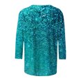 thumbnail image 4 of ICHUANYI Clearance Women's Fashion Printed Loose T-shirt Mid-length 3/4 Sleeves Blouse Round Neck Casual Tops(Blue, M) ICHUANYI WER2023081002659, 4 of 5