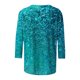 thumbnail image 4 of ICHUANYI Clearance Women's Fashion Printed Loose T-shirt Mid-length 3/4 Sleeves Blouse Round Neck Casual Tops(Blue, L) ICHUANYI WER2023081002657, 4 of 5