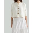 thumbnail image 6 of LMLYSoH Women's Crew Neck Knit Cardigan Basic Long Sleeve Solid Color Button Down Sweater Outwear, 6 of 9