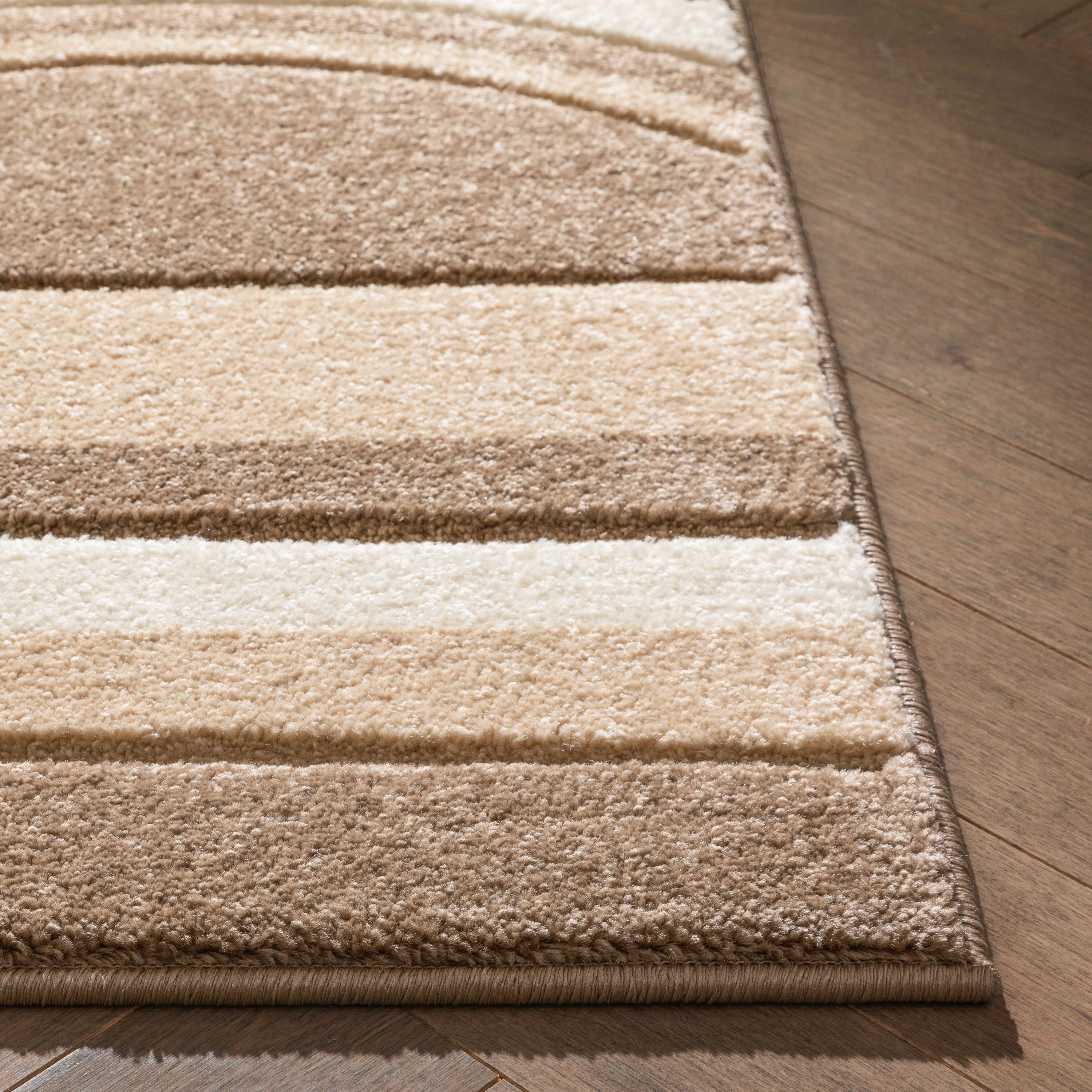 Well Woven Ruby Galaxy Waves Modern Geometric Ivory 2' x 7' Runner Rug