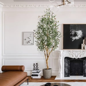 Studyset 7ft Faux Olive Tree, Tall Olive Tree Plants, Fake Potted Olive Silk Tree, Artificial Olive Trees for Modern Home Office Living Room Floor Dr