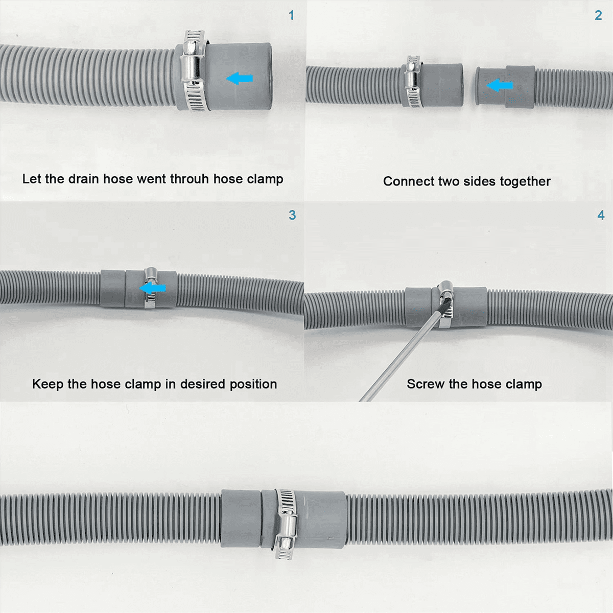 5X Washing Machine Hose Drain Hose Washing Machine 2.5M Drain Hose Extension for Washing Machines Dishwashers Dryers
