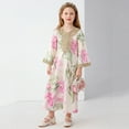 thumbnail image 5 of Girls' Floral Print Maxi Dress V Neck Long Sleeve Traditional Arabian Muslim Eid Formal Party Dress, 5 of 7