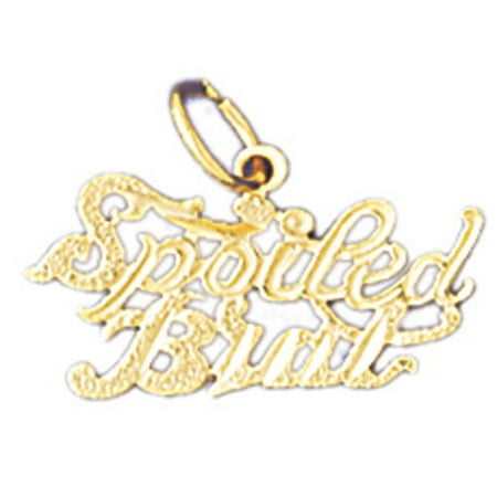 14K Yellow Gold Spoiled Brat Saying Pendant - 14 mm