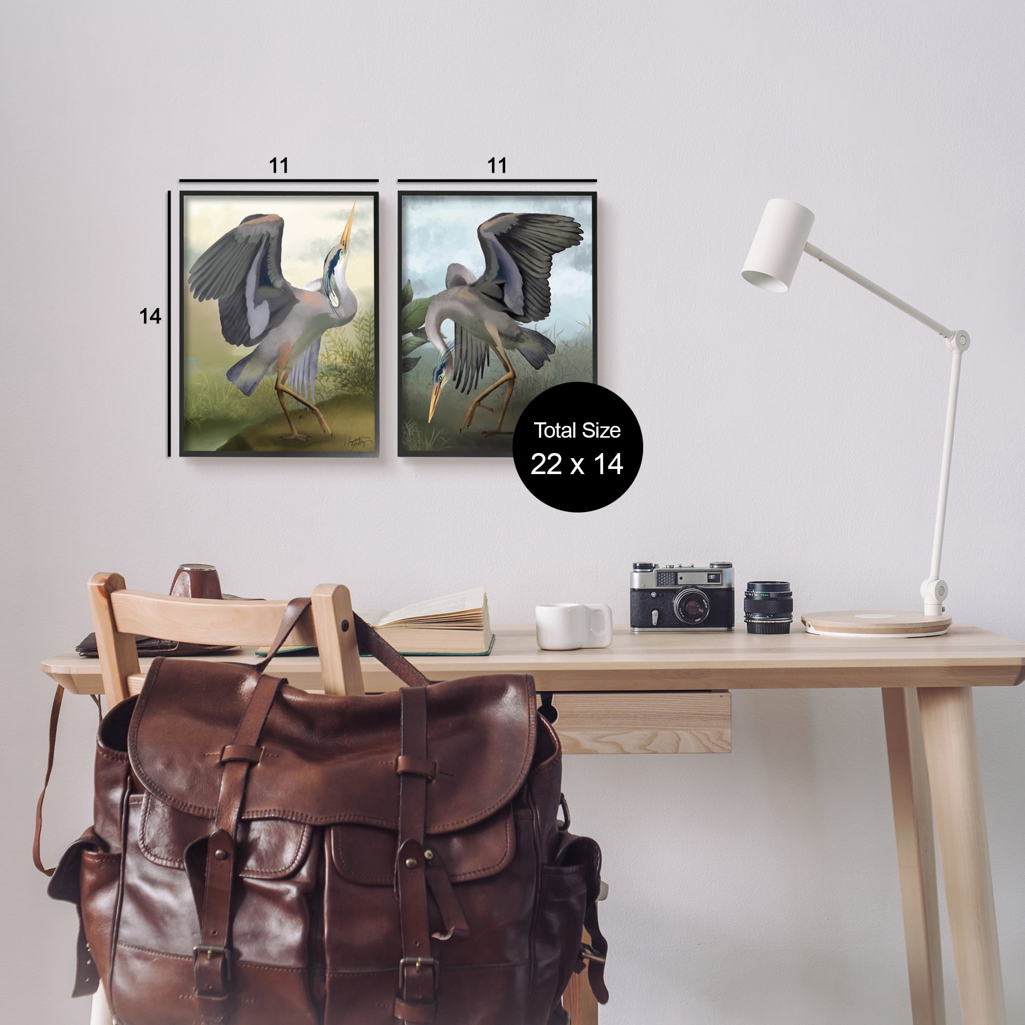 Stupell Industries Crane Dance Landscapes Animals & Insects Painting Black Framed Art Print Wall Art, 11 x 14