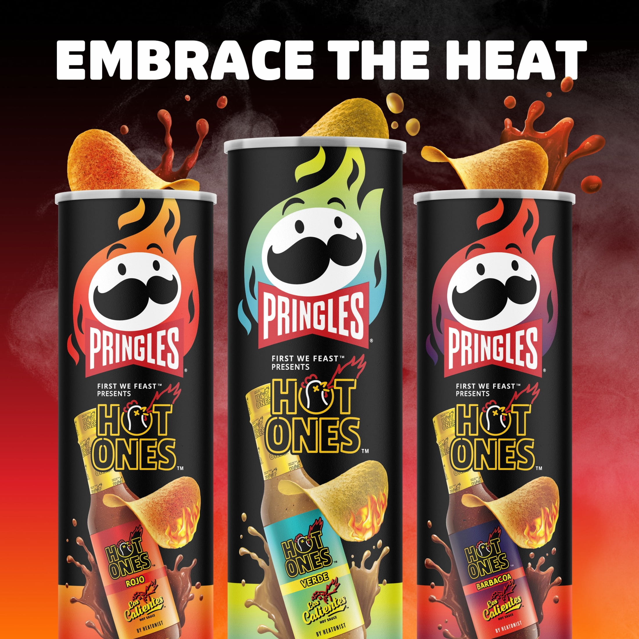 (14 pack) Pringles Hot Ones Verde Potato Crisps Chips, Spicy Snacks, 5.5 oz