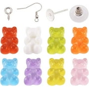 Resin Bear Earring Making Kit 32Pcs Gummy Bear Resin Cabochons with 40Pcs Earring Hooks 40Pcs Screw Eye Pin Bail Pegs 20Pairs Stud Earring Findings for DIY Earring