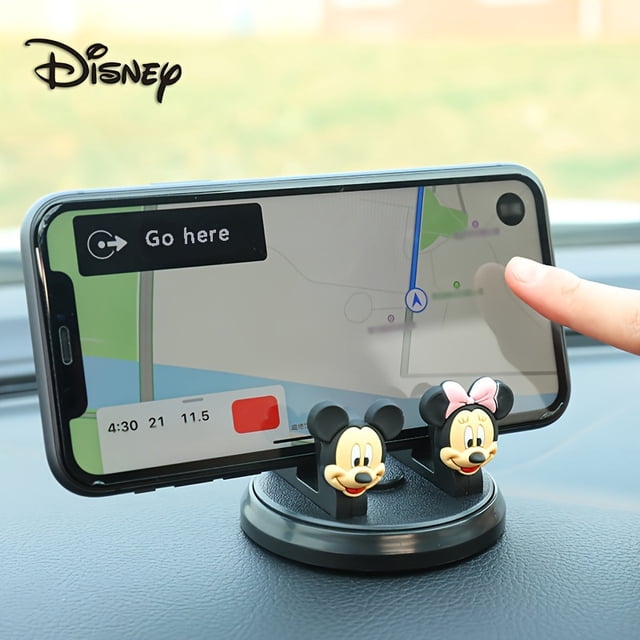 Mickey, Minnie & Donald Duck Official Car Phone Holder - Stylish Dashboard Mount with 360° Rotation, Universally Compatible & Secure Navigation Base - Disneys Authorized, Fun & Durable