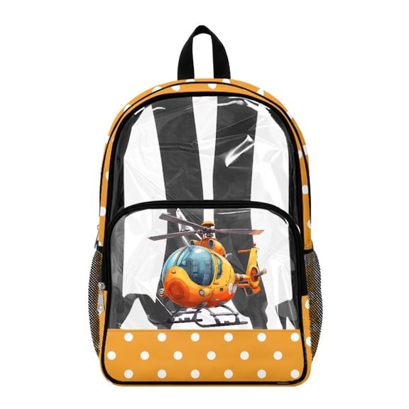Xoenoiee Helicopter Print Kids Clear Backpack for Boys See Through Preschool Kindergarten Elementary School Backpack Transparent Bookbag Schoolbag Daypack with Adjustable Padded Straps