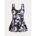 thumbnail image 2 of Traje de Baño Talla Extra con Estampado de Calavera Rosegal  Camisetas tallas grandes, 2 of 5