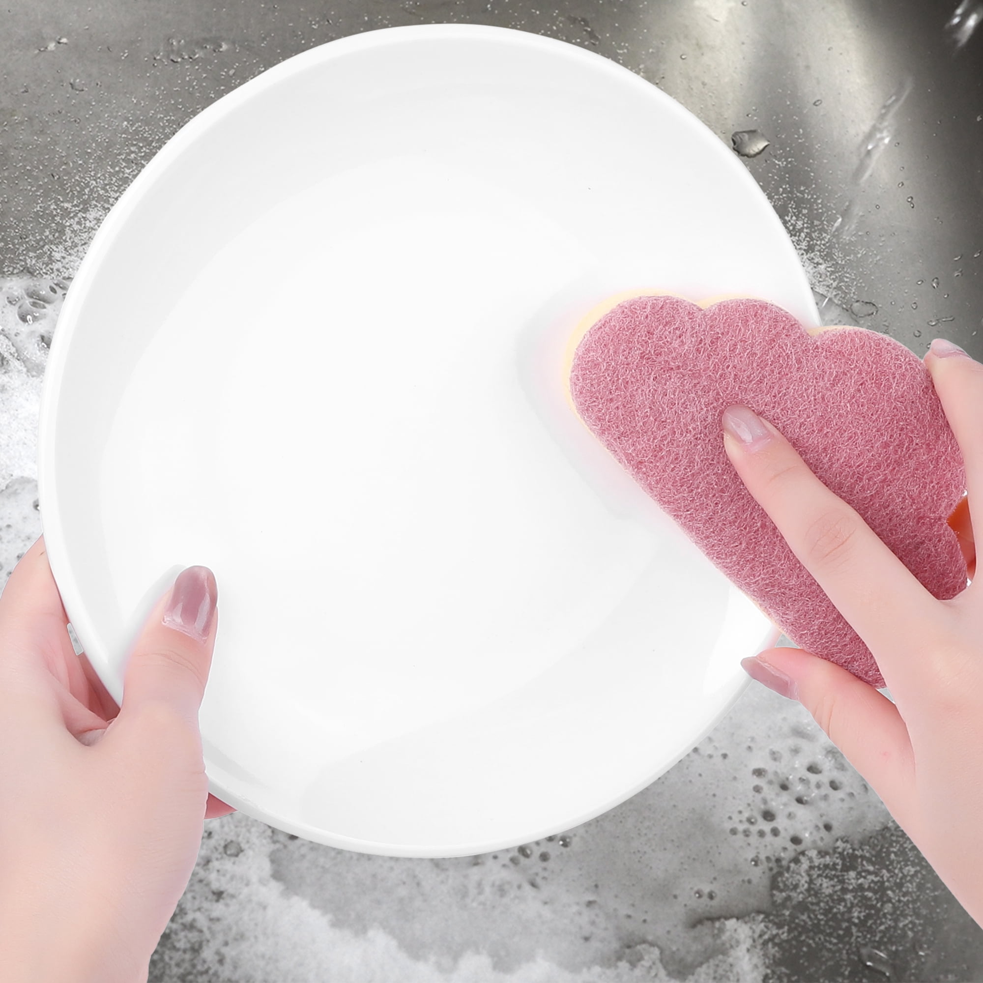 Unique Bargains 4 Pack Scrub Sponge Cloud Shape Sponges Red Blue