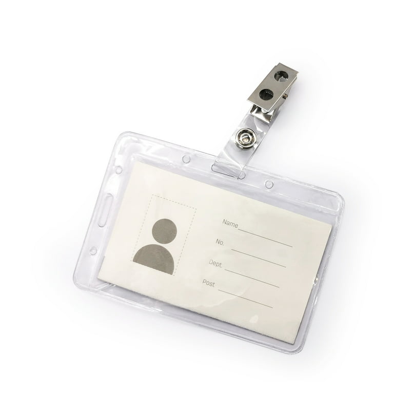 Fushing 10 Pack Retractable Badge Holders, Clear Waterproof Plastic  Vertical Badge Holders ID Card Name Tag Holders with Retractable Badge Reel