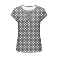thumbnail image 5 of Staron Women's Spring Summer Casual Printed Button-Up Shirt Round Neck Short Sleeve Loose Top Tunic Blouse, Gray L, 5 of 7
