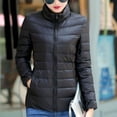 thumbnail image 2 of WEIYLL Vestes pour Femmes Mode Vêtements d'Extérieur Couleur Unie Col Rond Garde au Chaud Manches Longues Manteaux Noirs Automne Taille m, 2 of 6