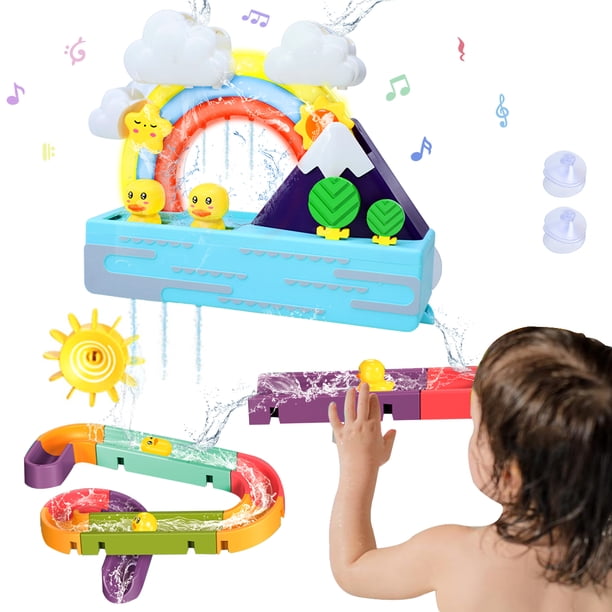 Muyoka Juguete de baño para bebé, juguetes interactivos con luz y bañera musical para niños pequeños, juguetes flotantes para chorros para niños y niñas Muyoka Hogar