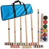 Croquet Set- Wooden Outdoor Deluxe Sports Set with Carrying Case- Fun Vintage Backyard Lawn Recreation Game, Kids or Adults by Hey! Play! (6 Players)