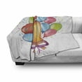 thumbnail image 3 of 1st Birthday Soft Flannel Fleece Throw Blanket, Vintage Theme Kids First Party with Balloons Stars and Dots Image Colorful, Cozy Plush for Indoor and Outdoor Use, 70" x 90", Multicolor, by Ambesonne, 3 of 6