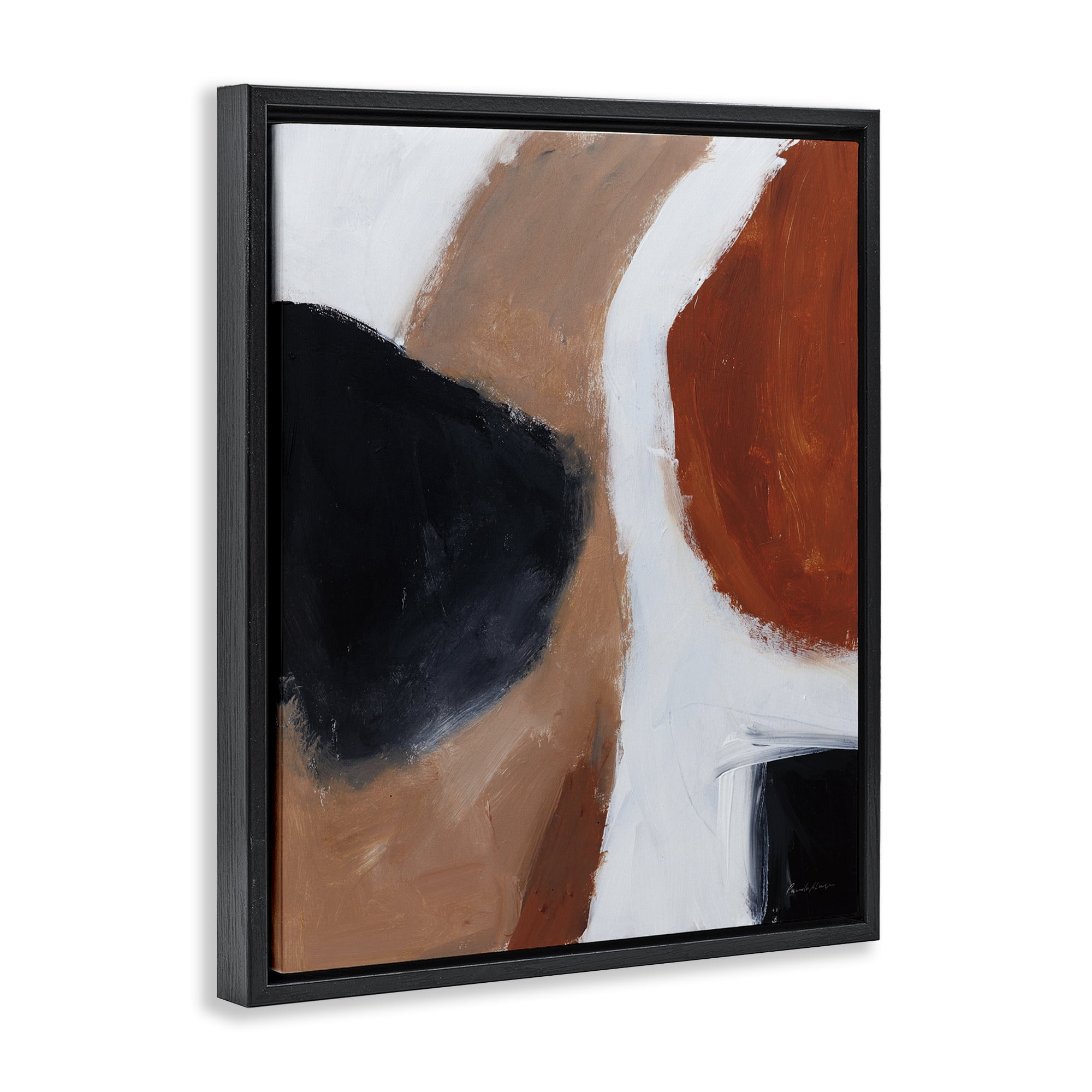 Stupell Industries Rare Earth Tones Abstract Abstract Painting Black Floater Framed Canvas Art Print Wall Art, 25 x 31