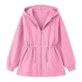 thumbnail image 6 of Ovbmpzd Fleece Lined Sweatshirts For Women Zip Up Pink Hoodie Loungewear Long Sleeve Drawstring Waist Women Sweatshirt,S, 6 of 6