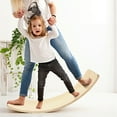 thumbnail image 2 of Goplus Wooden Wobble Balance Board Kids 35'' Rocker Yoga Curvy Board Toy w/Felt Layer Natural, 2 of 10