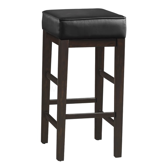 2 Pack Espresso Wood Bar Stools with Black PU Leather Seat, 30.5 Inch Height Counter Stools