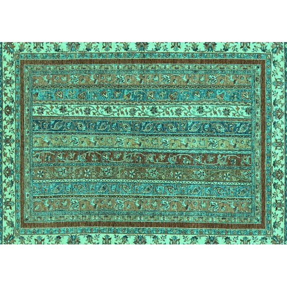 Ahgly Company Indoor Rectangle Abstract Turquoise Blue Modern Area Rugs, 6' x 9'