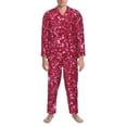 thumbnail image 3 of Cauagu Pink Glitter Print Men's Long-Sleeve Pajama Set,Soft Button-Front 2Pjs for Men Long Sleeve Men’s Sleepwear-XX-Large, 3 of 7