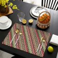 thumbnail image 4 of Red and Green Christmas Striped Pattern Summer Placemats Table Placemats Set Of 4-Linen Kitchen Washable Placemats Table Mats 11.8"x17.7" Non-Slip Heat Resistant, 4 of 6