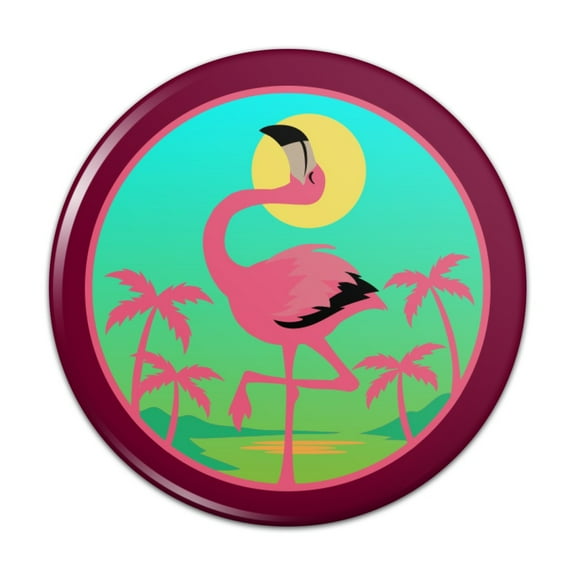 Flamingo Palm Trees Tropical Vacation Kitchen Refrigerator Locker Button Magnet