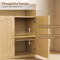 thumbnail image 2 of HiJob 31.5" Wide 2-Door Arched Fluted Buffet Sideboard Storage Cabinet,Credenza/Coffee Bar with Adjustable Shelf for Entryway/Dining Room/Kitchen/Living Room, Natural Oak, 2 of 9