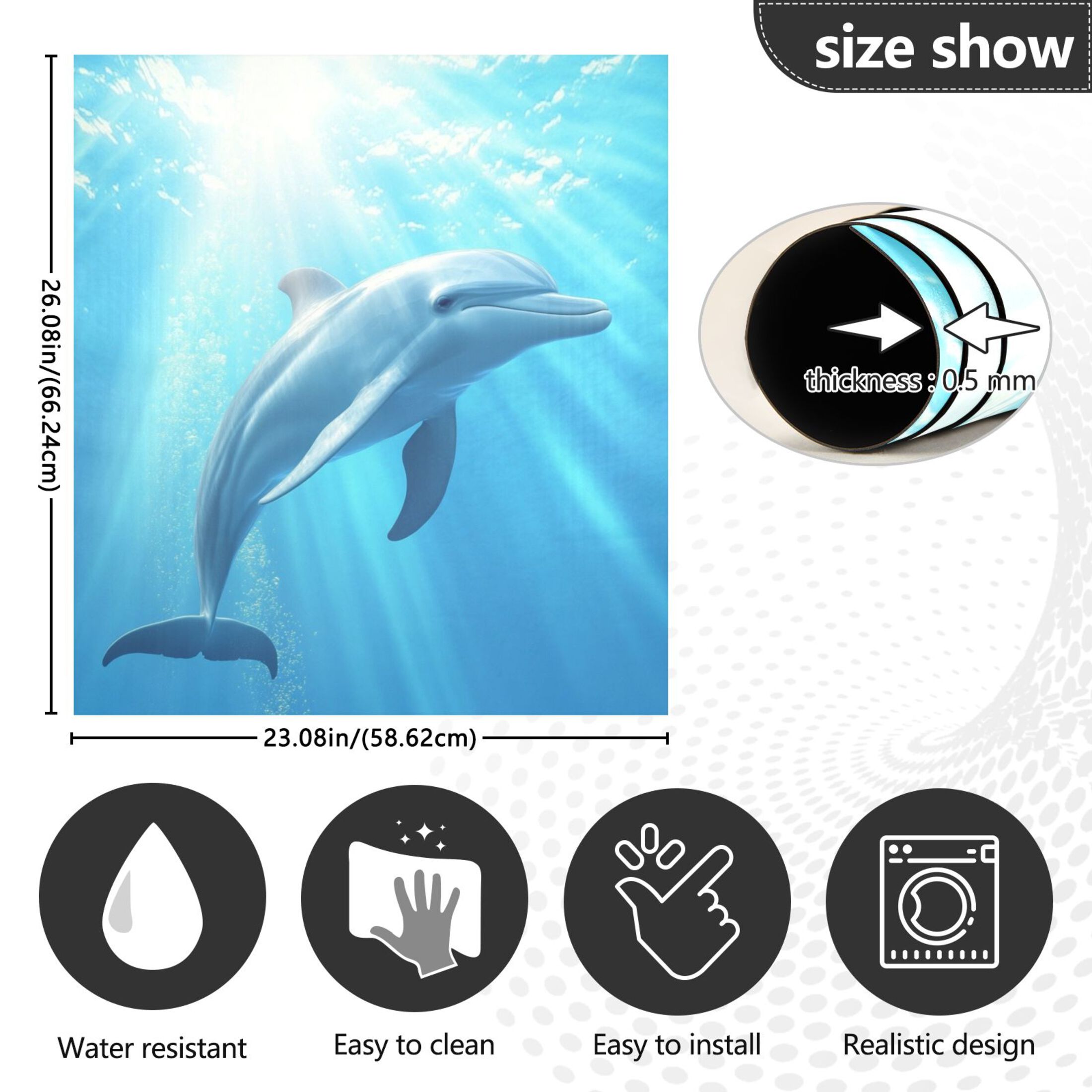 Dishwasher Magnetic Sticker 23x26 Inch Refrigerator Magnetic Sticker Washing Machine Magnetic Sticker Kitchen Panel Magnetic Sticker Home Decor Blue Dolphin Pattern