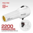 thumbnail image 3 of Red by KISS Handle-Less 2200W Ceramic Tourmaline Hair Dryer, 3 Heat Settings, Pik and Diffuser Included Comfortable Grip, Ionic for Frizz-Free Shine, Detangler & Straightening (White), 3 of 6