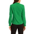 thumbnail image 3 of INSPIRE CHIC Women's Elegant Bow Tie Neck Blouse Long Sleeve Work Chiffon Shirt S Green, 3 of 6