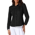thumbnail image 1 of CAMISA DE TRABAJO CHIC PARA MUJERES INSPIRE, CON RAYAS, CUELLO DE ENCAGE, BOTONES, MANGA LARGA, BLUSA DE OFICINA, TAMAÑO M, NEGRO, 1 of 6