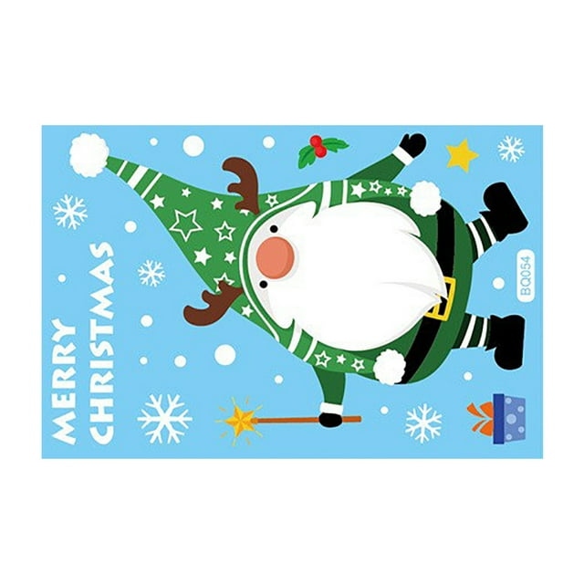 Christmas Window Decals for Glass Windows Santa Claus Rudolph Sticker Christmas Shopping Mall Glass Window Decoration Window Stickers for Christmas Decorations