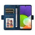 thumbnail image 6 of ELEHOLD For Samsung Galaxy A12 Leather Wallet Phone Case, Embossed Diamond Folio Flip Cover, Card Holder Cash Slot, Stand Support, Wrist Strap Lanyard -Blue, 6 of 10