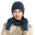 thumbnail image 2 of Conjunto de tres piezas de bufanda para exteriores para hombre y mujer, cuello frío y cálido con gorro de algodón aterciopelado, 2 of 6