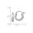 thumbnail image 2 of 14k White Gold Satin and Sparkle-Cut 3mm Round Hoop Earrings - 1.1 Grams - Measures 10x2.5mm Wide, 2 of 3