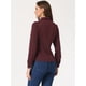thumbnail image 3 of Blusa informal elegante de manga larga con cuello de gargantilla y estampado de pata de gallo para mujer Rojo Oscuro S, 3 of 6