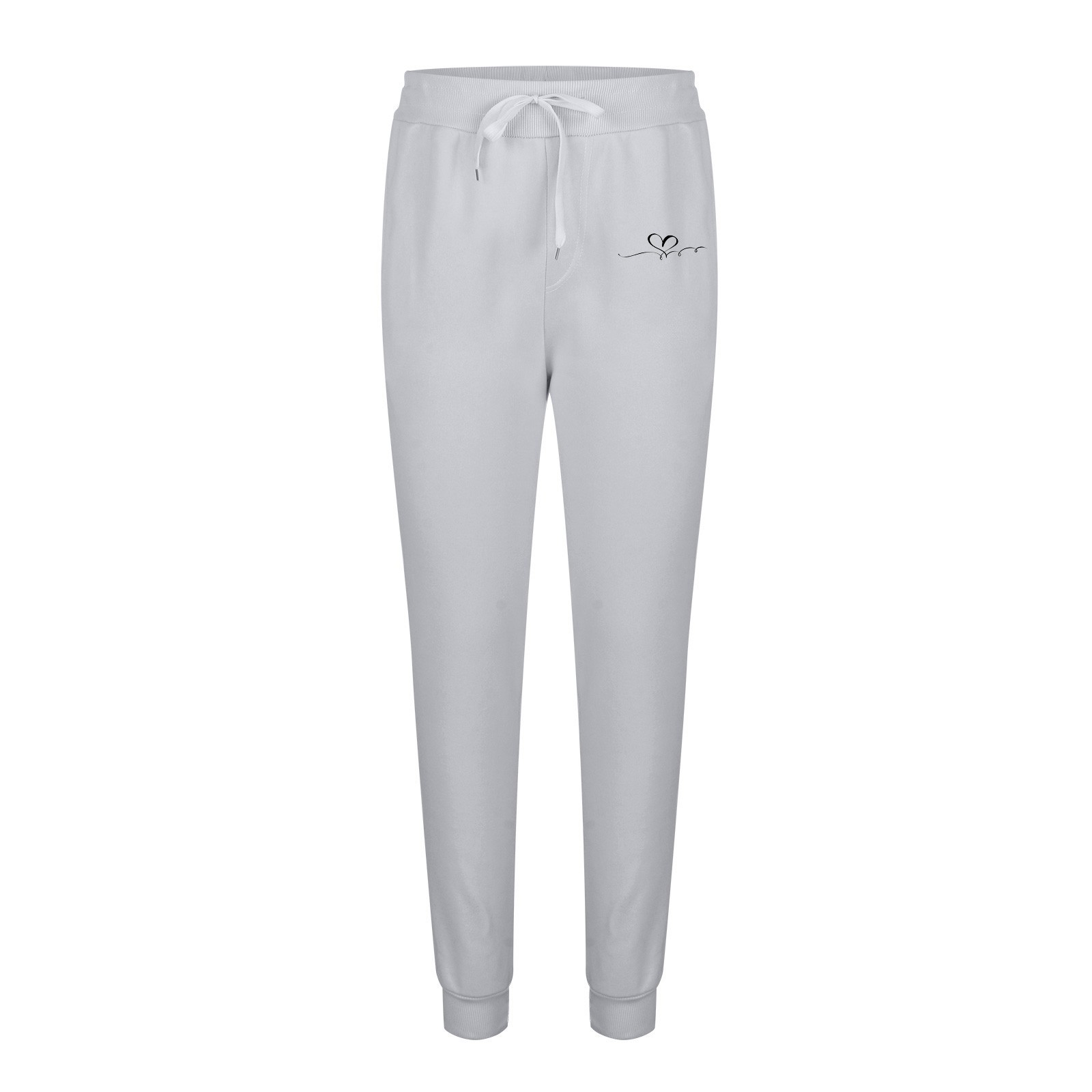 Jogger Sets for Women 2 Piece Baggy Fit Funny Heart Print Track Suits Soft Solid Color Sweatsuits Set with Pockets